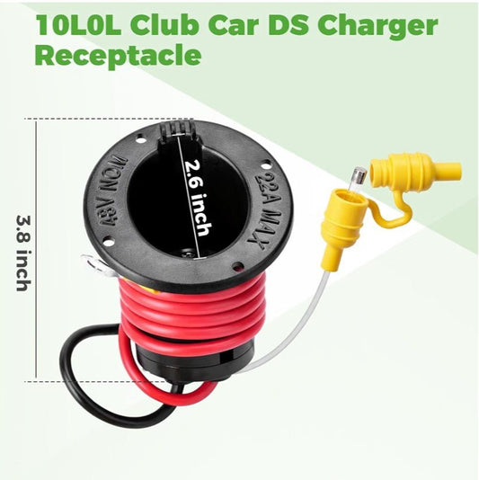 10L0L 48V Golf Cart Charger Receptacle for Club Car DS 1995-Up with Fuse & Cord - Horizon Endless