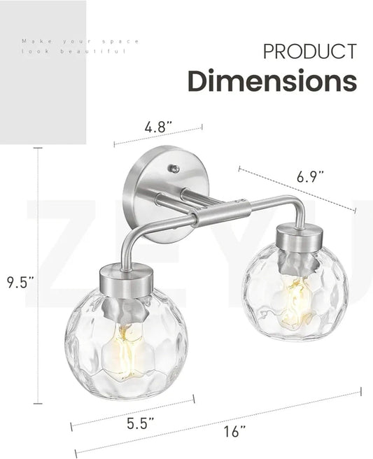 16-Inch 2-Light Bathroom Lighting Over Mirror Fixture, ZS62BG-2W BN-WG - Horizon Endless