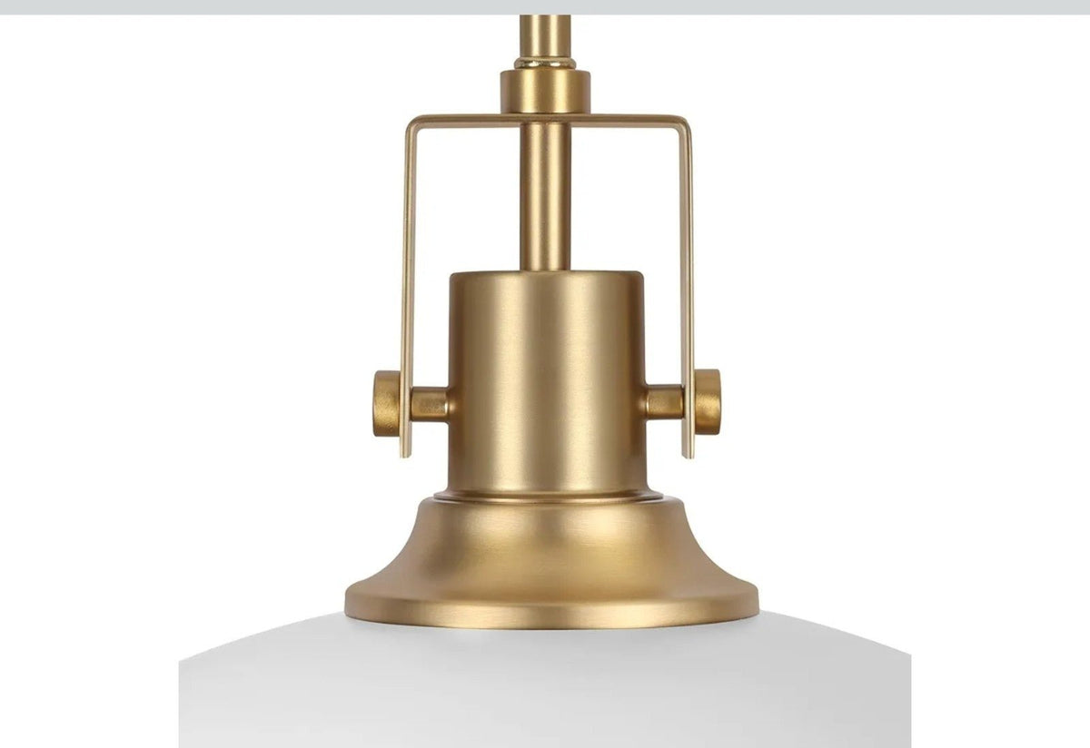 18" White and Gold Large Pendant Light Kitchen Island, Farmhouse Modern Dome Pen - Horizon Endless