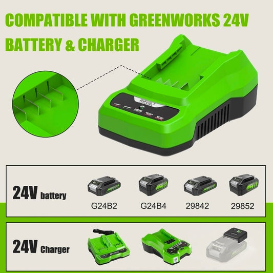 24V CAF806 Battery Charger Replacement for Greenworks 24V Battery Sigle Charger, Charge-Level Indicator, Compatible with Greenworks 24 Volt Battery BAG708 BAG709 and Bissell XR Pet (Non-OEM) - Horizon Endless