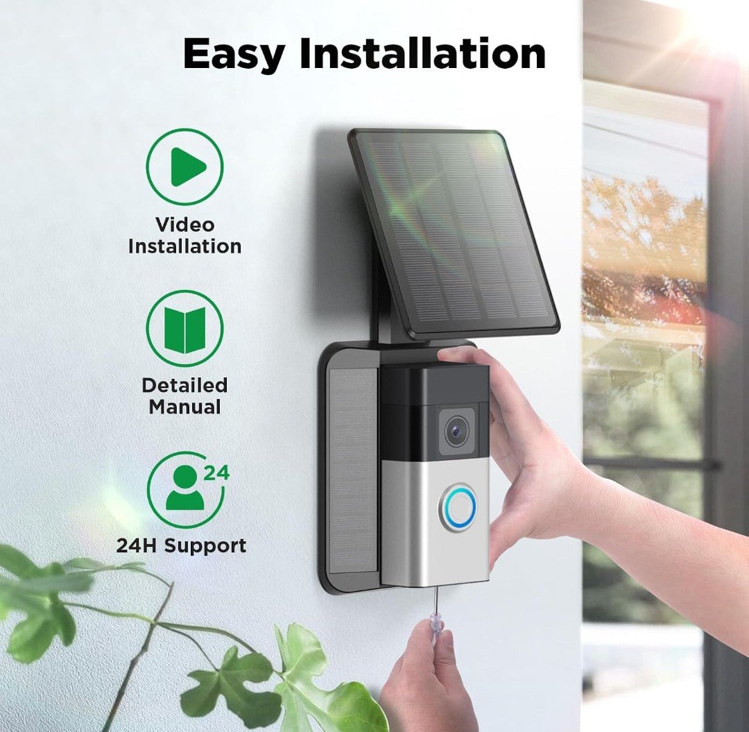 2.9W Solar Charger for USB-C Video Doorbells | Waterproof Solar Panel with Adjustable Mount for Battery Doorbell Cameras - Horizon Endless