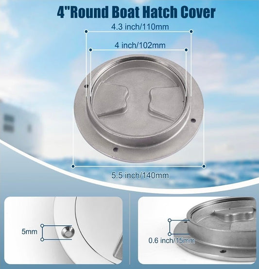 4 Inch Round Boat Hatch Cover,Stainless Steel Marine Deck Hatch,Waterproof Boat Access Hatch for Kayak, Yacht & RV, Heavy Duty, Universal Fit - Horizon Endless