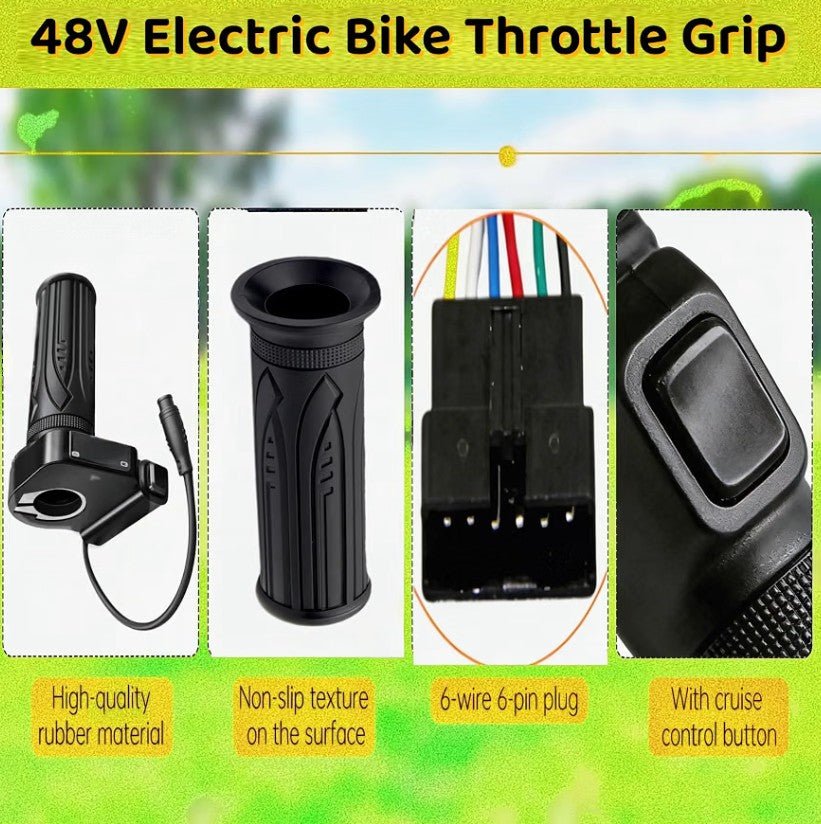 48V Electric Bike Throttle Grip with LCD Display & Cruise Control, 6-Pin - Horizon Endless