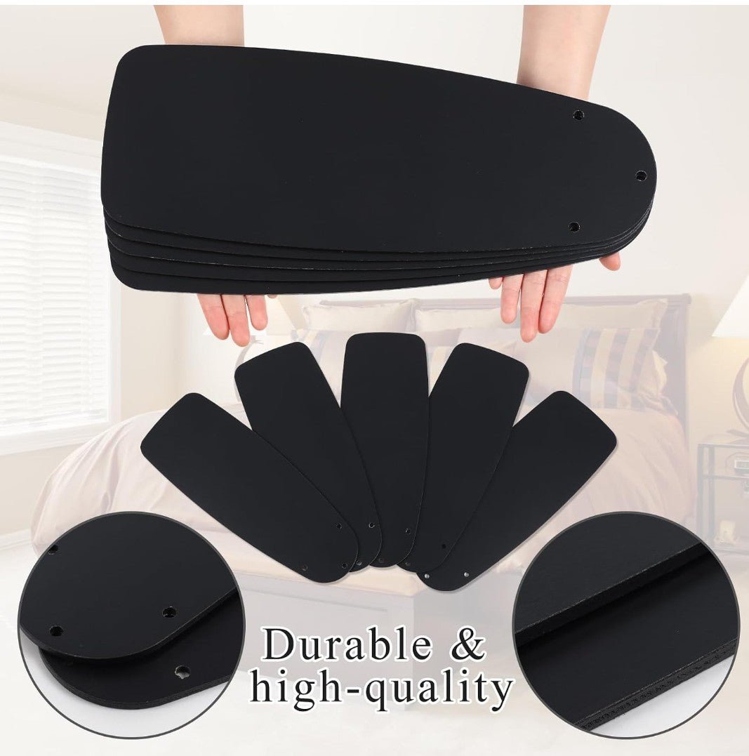 5 Pack Ceiling Fan Replacement Blades for 42" & 52" Fans, Waterproof Black Fan Blade Set, Replacement Blades for Broken or Worn Ceiling Fans - Horizon Endless