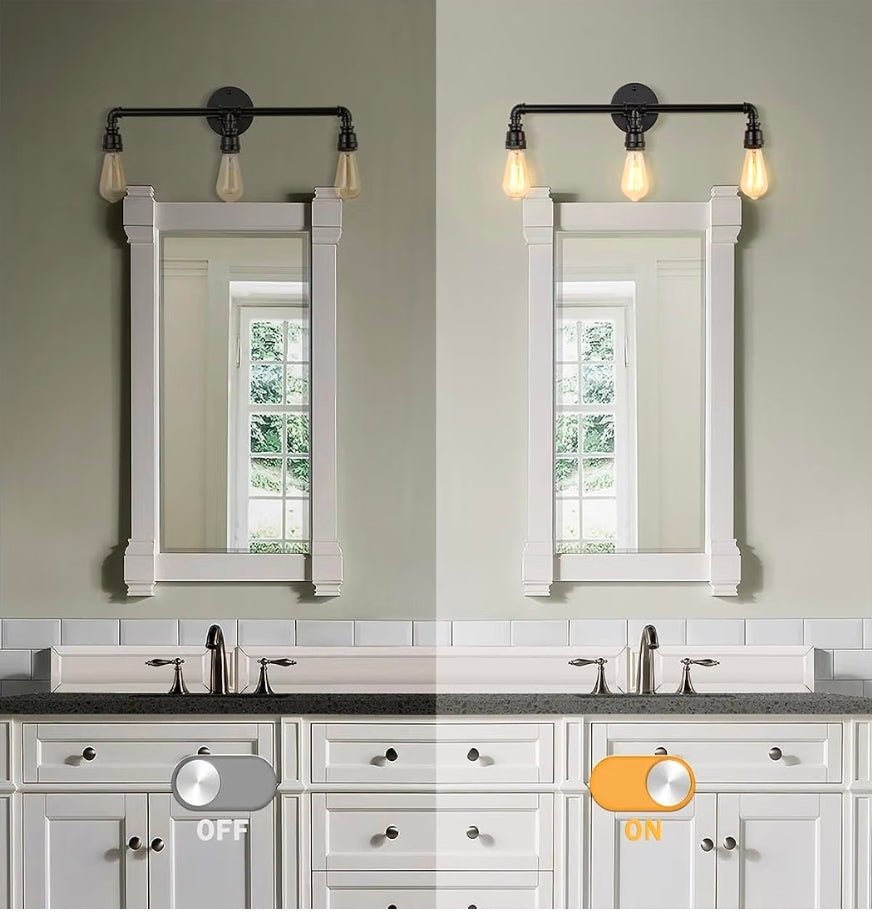 Bathroom Vanity Light Fixture, 3 Lights Farmhouse Industrial Black Water Pipe Wall Light Fixture - Horizon Endless