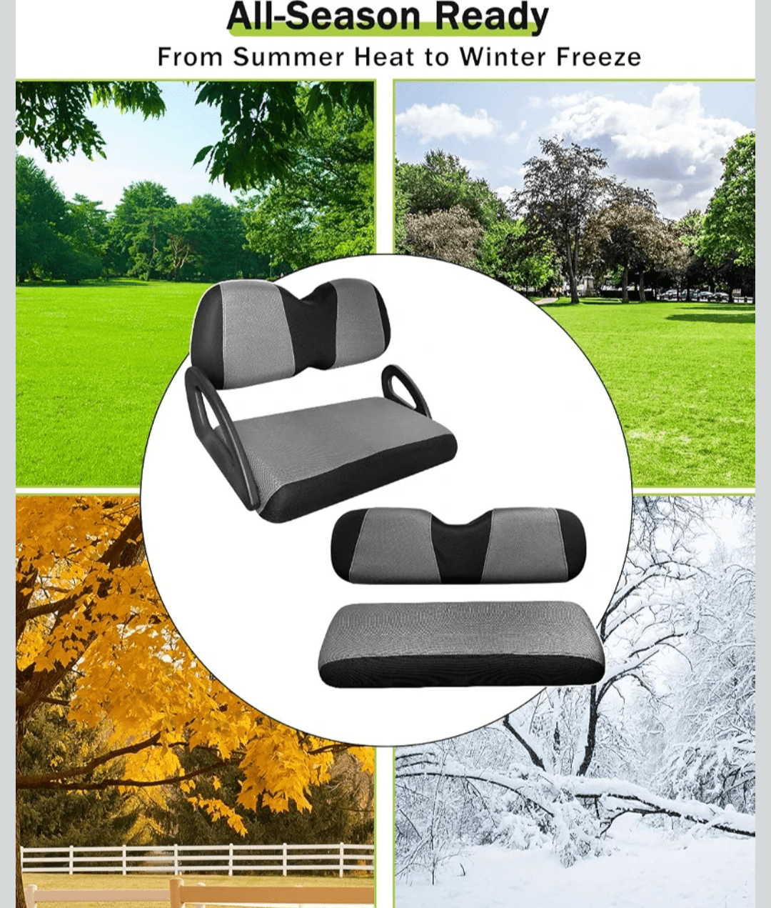 Golf Cart Seat Covers Front & Rear Set for Club Car Precedent Also Fits Club Car Tempo & Yamaha G29 | Breathable Mesh | Cool & Sweat-Proof | Machine Washable | Easy to Install, Black&Grey - Horizon Endless