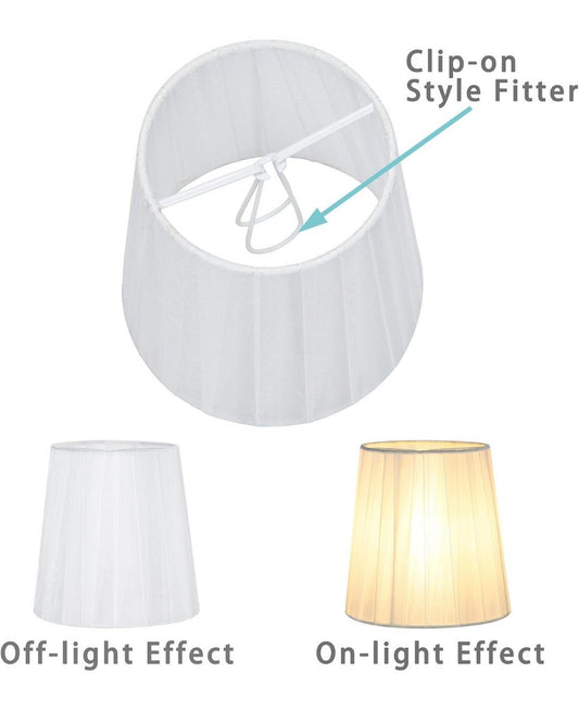 KORA Clip-On Chandelier Lamp Shades Set of 6 – White Organza Ribbon Candle Bulb Shades - Horizon Endless