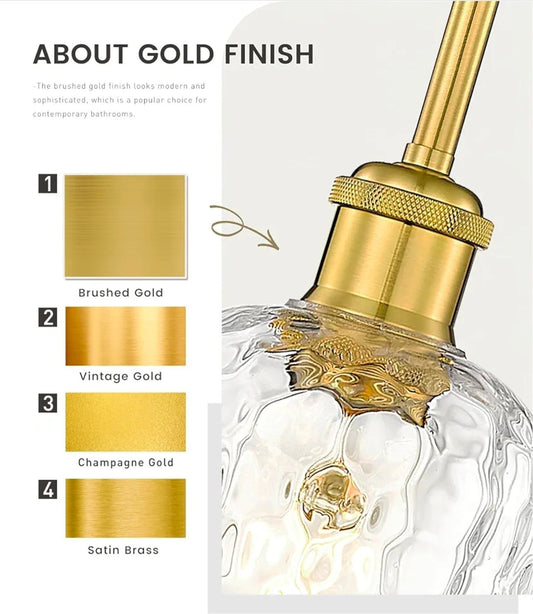 2-Pack Modern Gold Pendant Light Set with Clear Glass, Brushed Gold Finish - Horizon Endless