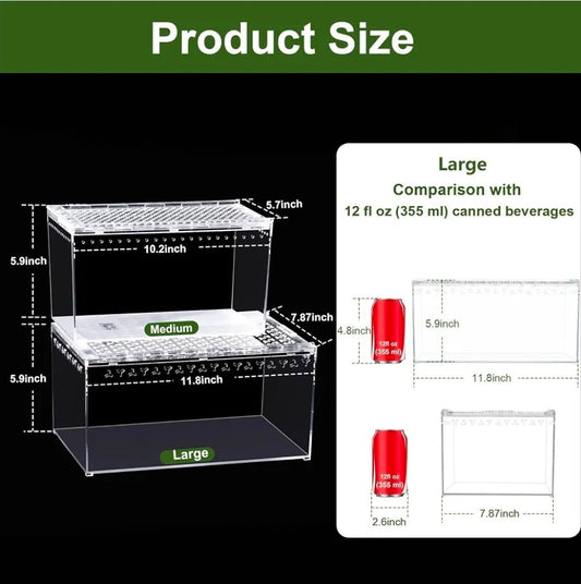 Polycarbonate Terrarium - Shatterproof Reptile Tank for Isopods, Frogs & Geckos - Horizon Endless