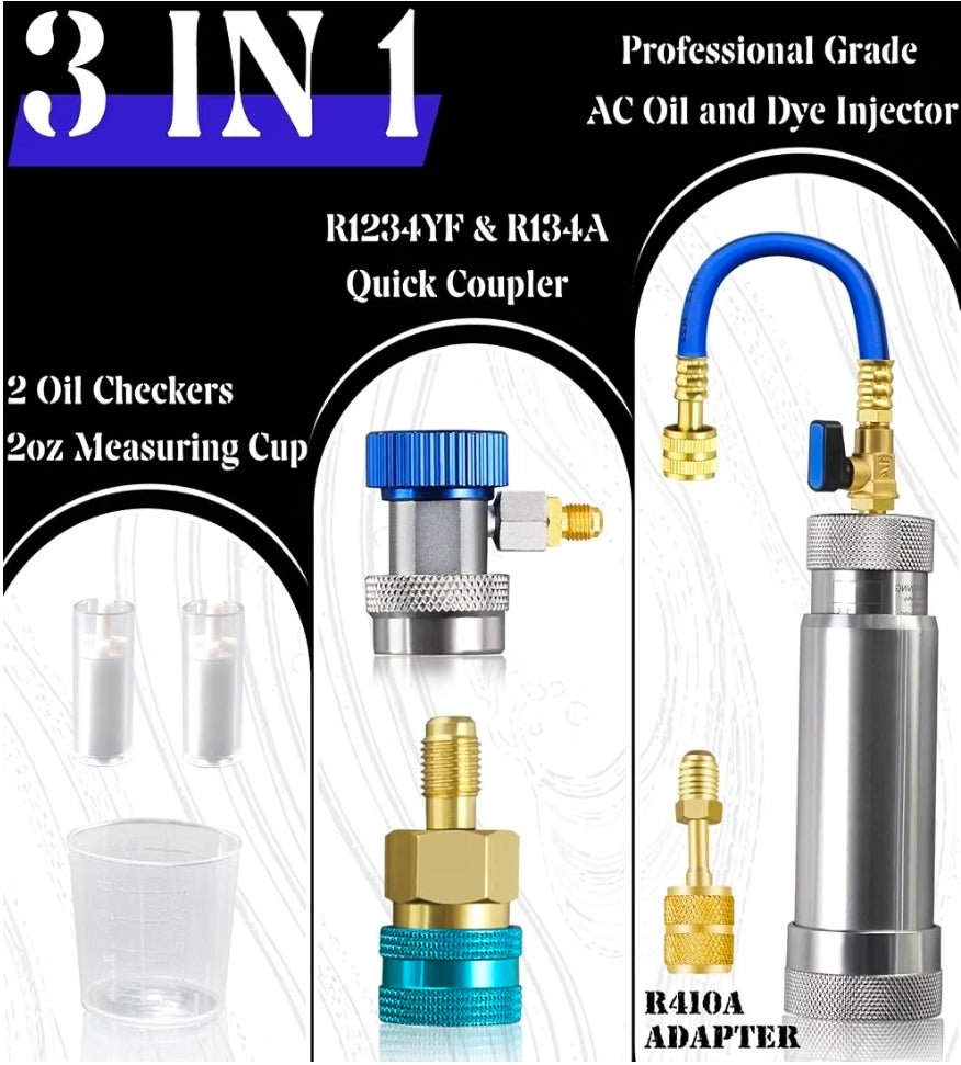 R134A & R1234YF & R410A AC Oil Dye Injector Kit with Accessories - Horizon Endless