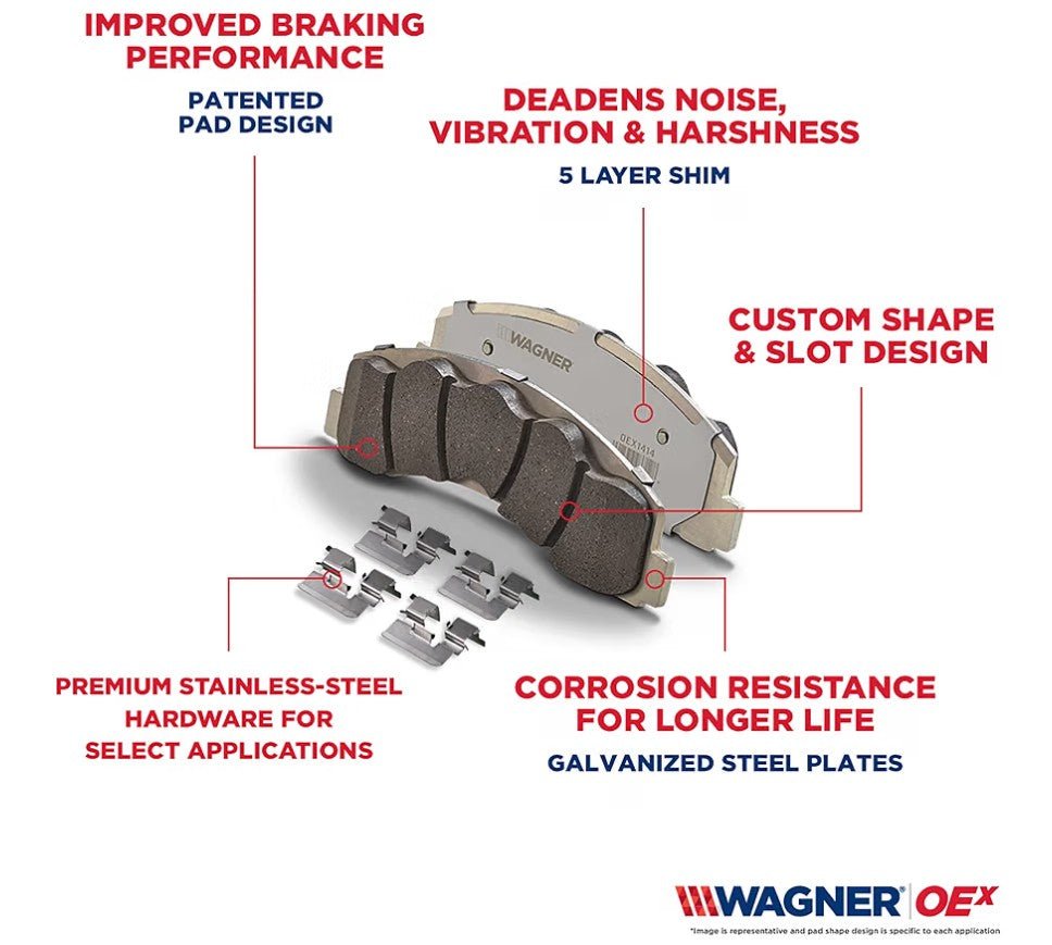 Wagner OEX1327 Ceramic Front Disc Brake Pad Set with Hardware - Horizon Endless