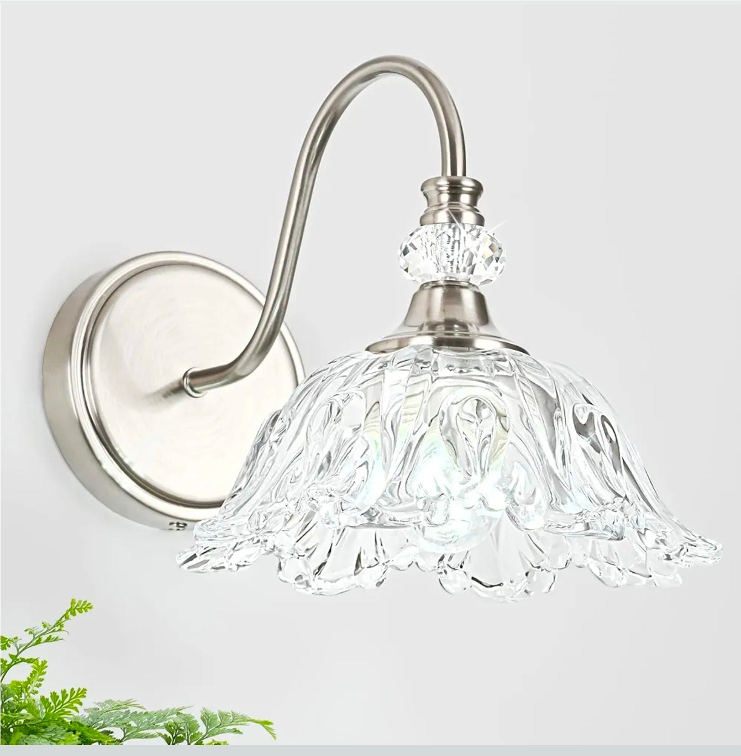 Elegant Brushed Nickel Wall Sconce with Flower Shade & E26 Base for Bathroom - Horizon Endless