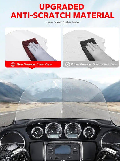 10" Clear Windshield Round Windscreen Wind Splitter Wind Deflector Compatible with Harley Davidson Touring Electra Glide Ultra Classic Street Glide Ultra limited Tri Glide 2014-2023 - Horizon Endless