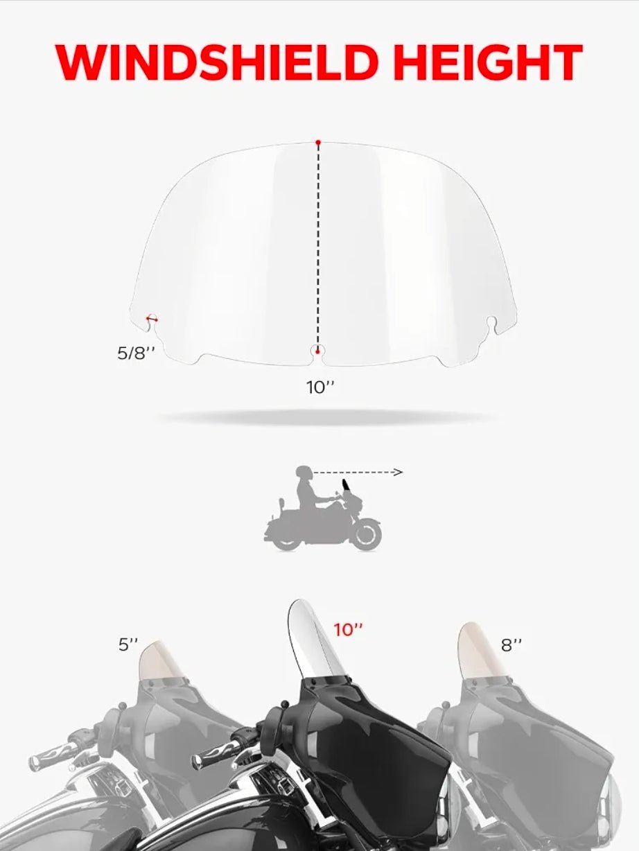 10" Clear Windshield Round Windscreen Wind Splitter Wind Deflector Compatible with Harley Davidson Touring Electra Glide Ultra Classic Street Glide Ultra limited Tri Glide 2014-2023 - Horizon Endless