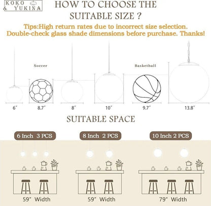 10" Milk Glass Pendant Light Mid Century Modern Globe Hanging Light Fixtures for - Horizon Endless