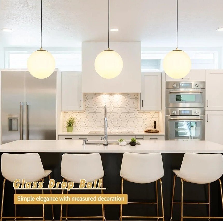 10" Milk Glass Pendant Light Mid Century Modern Globe Hanging Light Fixtures for - Horizon Endless