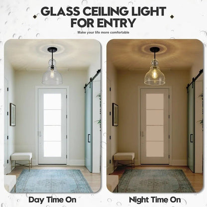 10" Seeded Glass Pendant Lights Kitchen Island Black Pendant Ceiling Light wi... - Horizon Endless