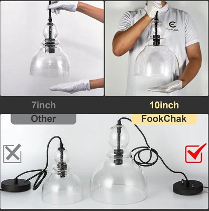 10" Seeded Glass Pendant Lights Kitchen Island Black Pendant Ceiling Light wi... - Horizon Endless