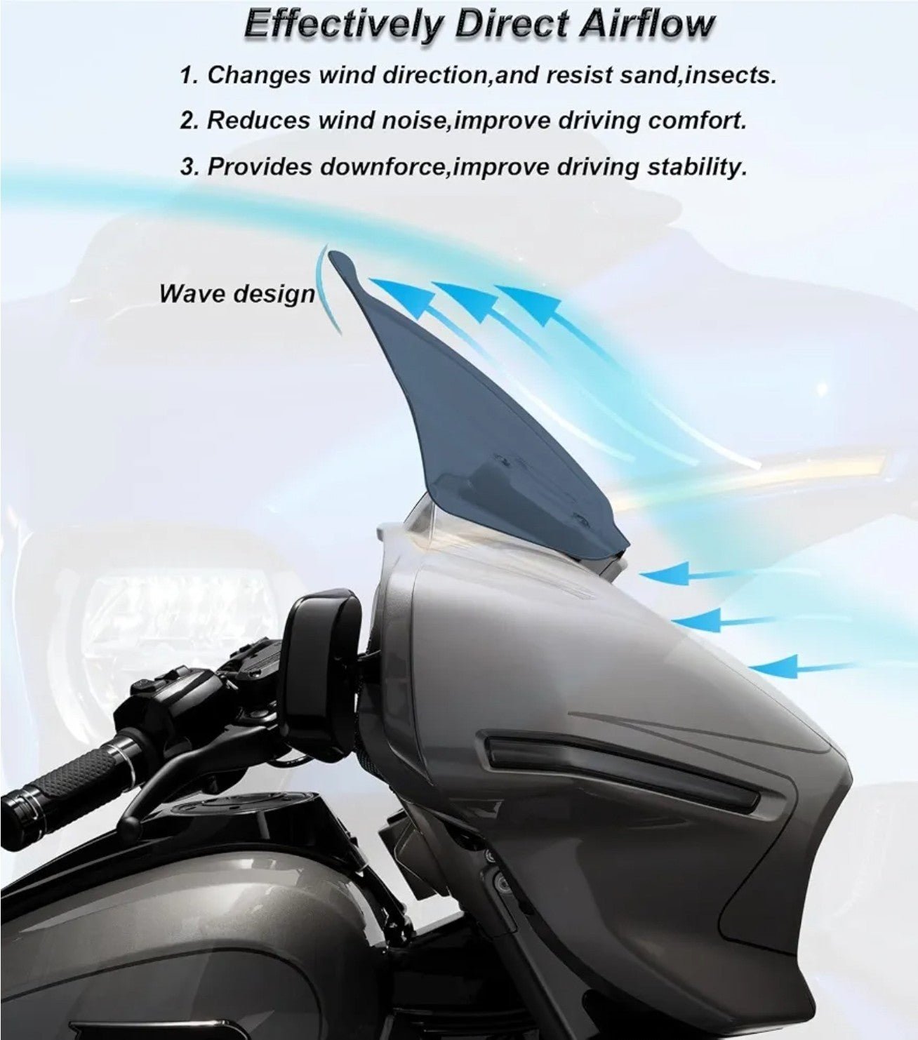 10" Wave Windshield Windscreen Wind Splitter fits for FLHXSE 2023 & Up FLHX 2024 - Horizon Endless