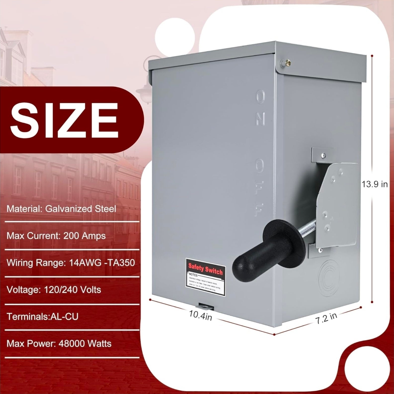 100-Amp Disconnect, 3 Pole 120V/240V General Safety Switch Non-Fused AC Disconnect Switch Box, Outdoor&Indoor, NEMA-3R Enclosure, Anti Corrosion and Rust Prevention with Ground Kit - Horizon Endless