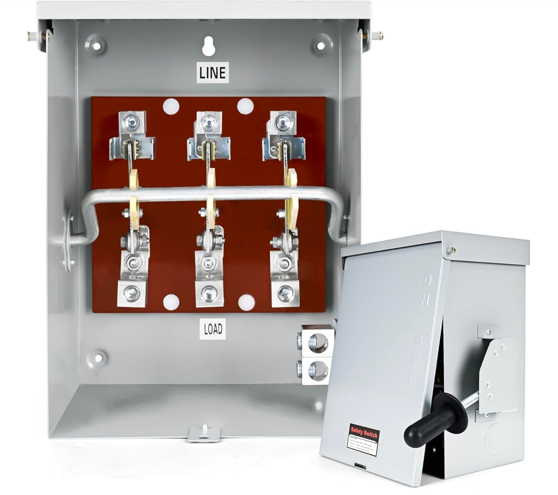 100-Amp Disconnect, 3 Pole 120V/240V General Safety Switch Non-Fused AC Disconnect Switch Box, Outdoor&Indoor, NEMA-3R Enclosure, Anti Corrosion and Rust Prevention with Ground Kit - Horizon Endless