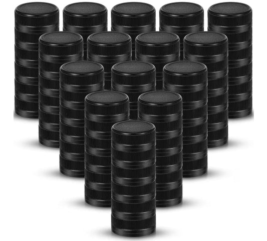 100 Pcs 38 mm Caps for Empty Juice Bottles, Tamper Seal Lids, Black Plastic Bottle Caps Container Lids Bottle Caps, for Crafts DIY, 4, 8, 12, 16, and 32 oz Containers - Horizon Endless