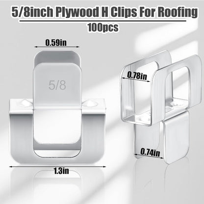 100 Pcs 5/8'' Plywood H Clip for Roofing Panel Plywood, Silver Sheathing Clip, Steel Box Clips, Panel Edge Sheathing Clip, Quick‑Installation, Hot‑Dipped Galvanized for Extended Life - Horizon Endless