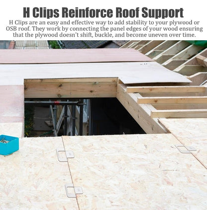 100 Pcs 5/8'' Plywood H Clip for Roofing Panel Plywood, Silver Sheathing Clip, Steel Box Clips, Panel Edge Sheathing Clip, Quick‑Installation, Hot‑Dipped Galvanized for Extended Life - Horizon Endless
