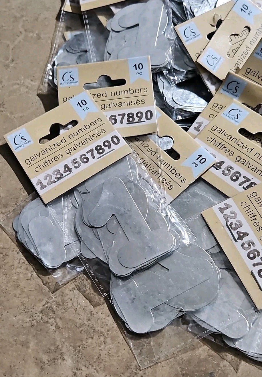 100 Piece Bulk Lot Of Crafter's Square Galvanized Numbers And Chipboard Decor - Horizon Endless