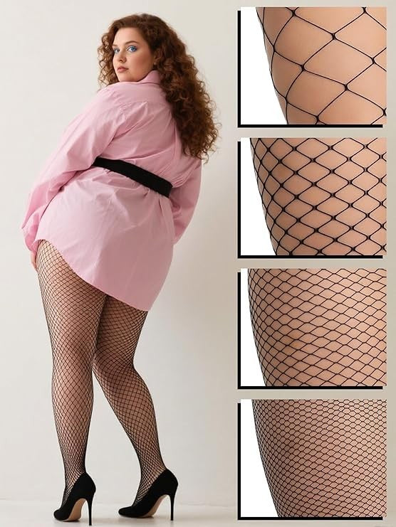 4pk Plus Size Women Fishnet Stocking Pantyhose Nylon Mesh Sexy Tights XL-4XL