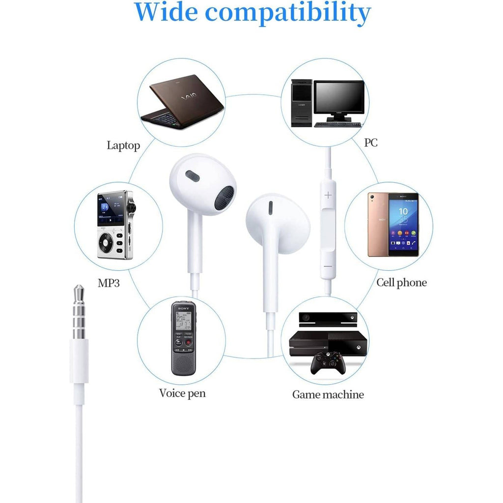 2pack Wired Earphones Half in Ear Comfortable Ergonomic Design for Music