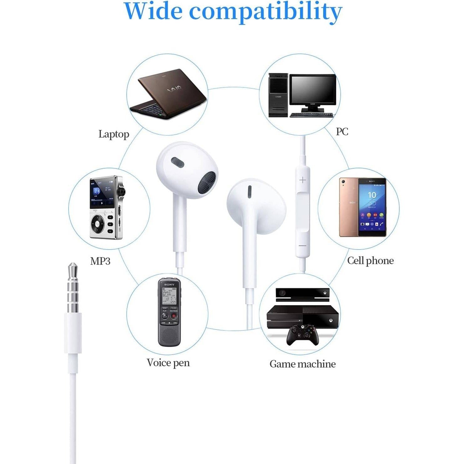 2pack Wired Earphones Half in Ear Comfortable Ergonomic Design for Music