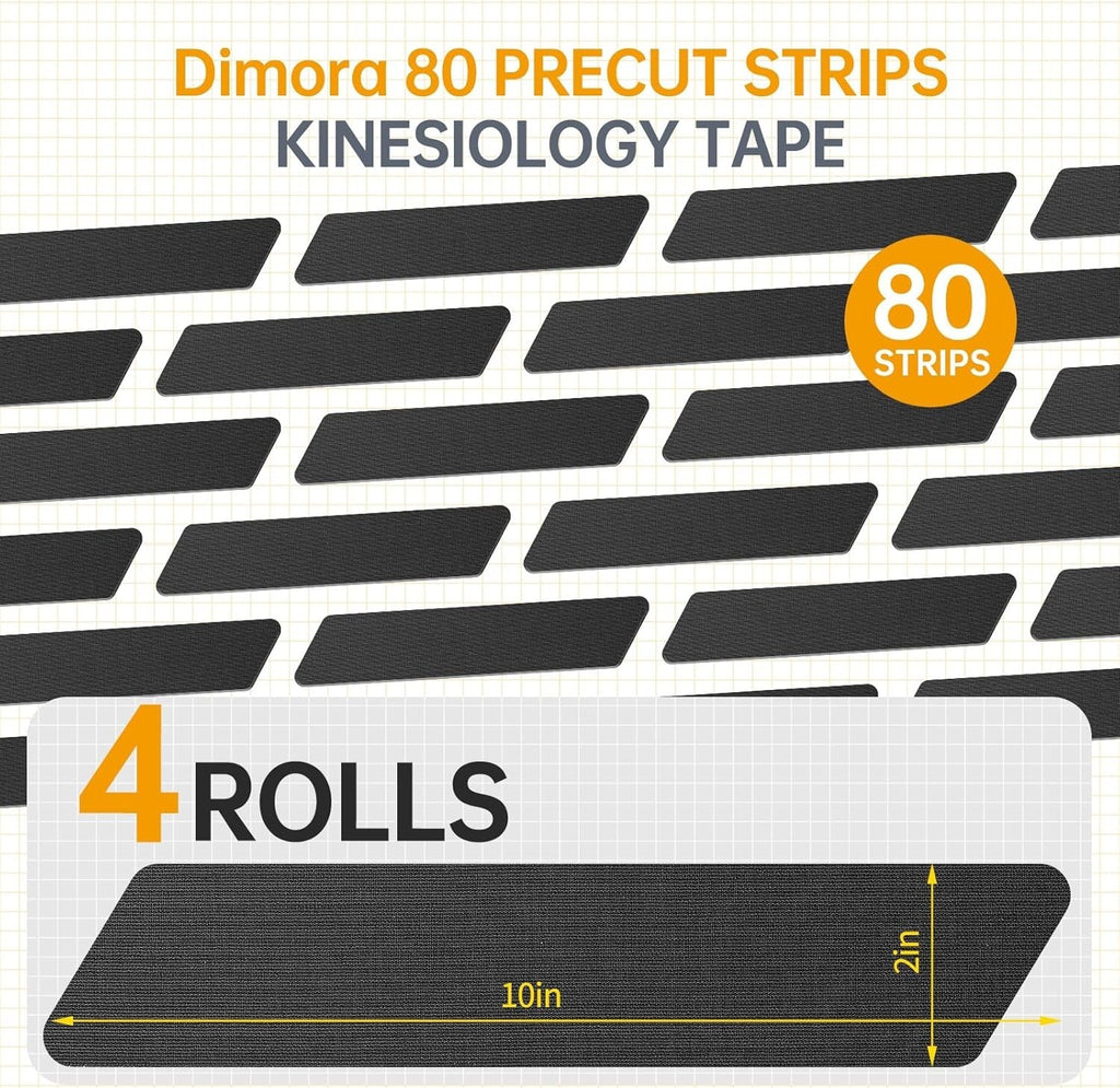 4Rolls Kinesiology Tape 80 Precut 10" Strip Elastic Athletic Tape Muscle Support