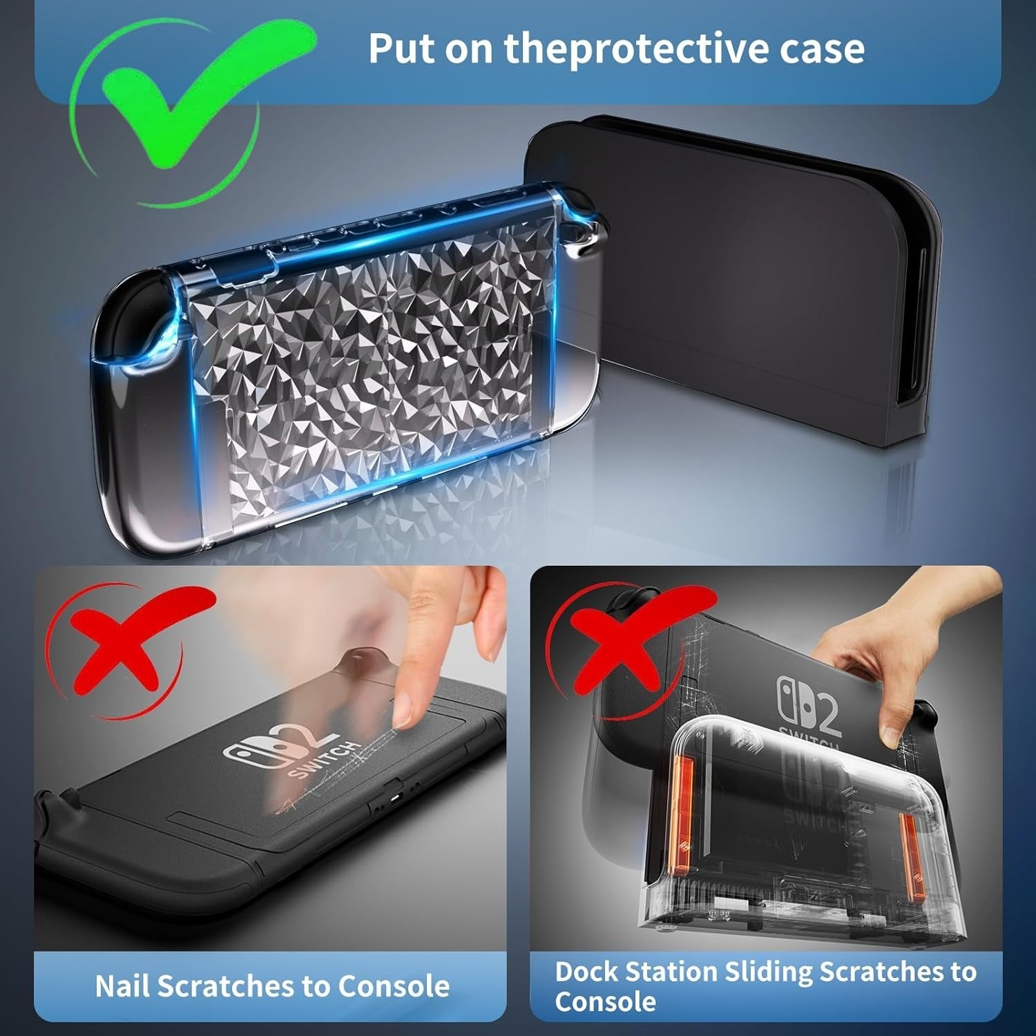 Case for Nintendo Switch 2,Protective Case with Screen Protector and Grip Cover