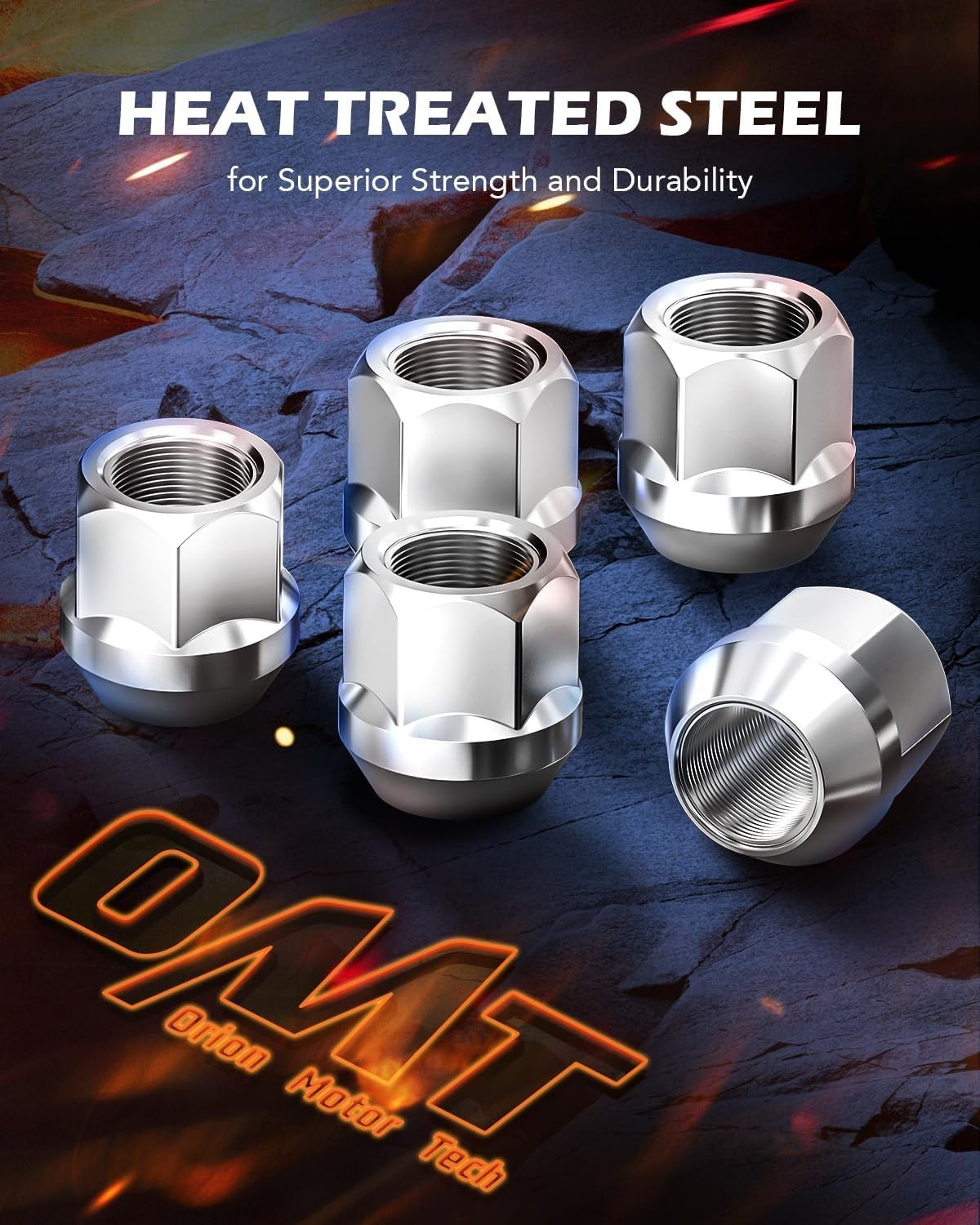 1/2"-20 Open End Lug Nuts, 3/4" 19mm Hex 0.84x0.9 in-20 Pack 0.8 inch