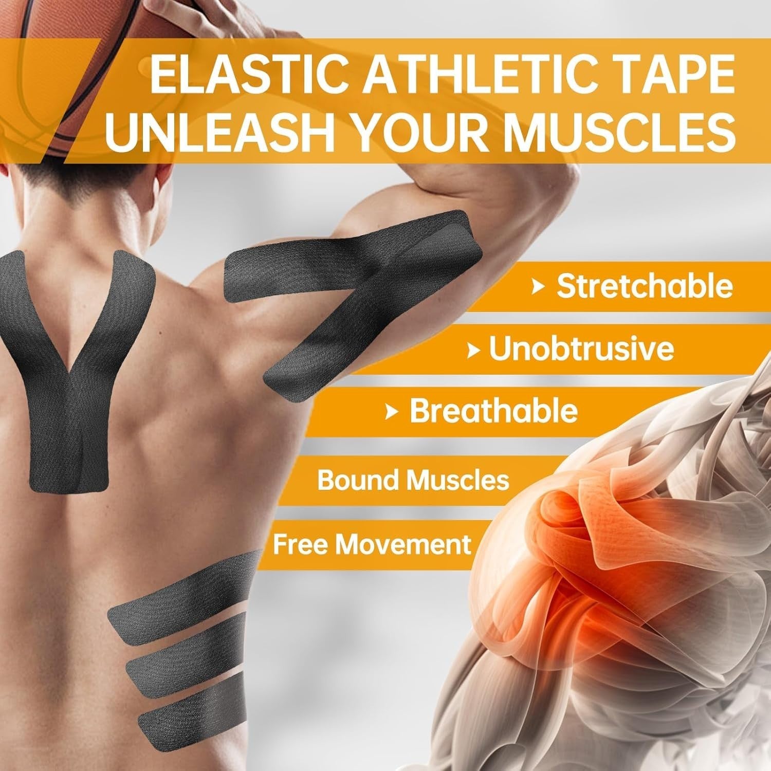 4Rolls Kinesiology Tape 80 Precut 10" Strip Elastic Athletic Tape Muscle Support