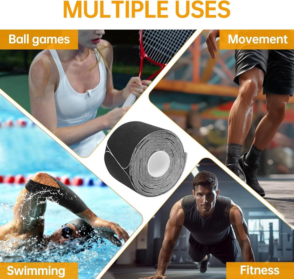 4Rolls Kinesiology Tape 80 Precut 10" Strip Elastic Athletic Tape Muscle Support