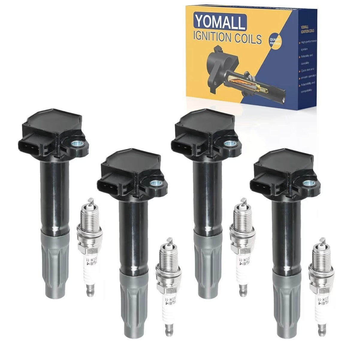4pcs Ignition Coils & Spark Plugs Set for 2010‑2012 Subaru Legacy/Outback 2.5L