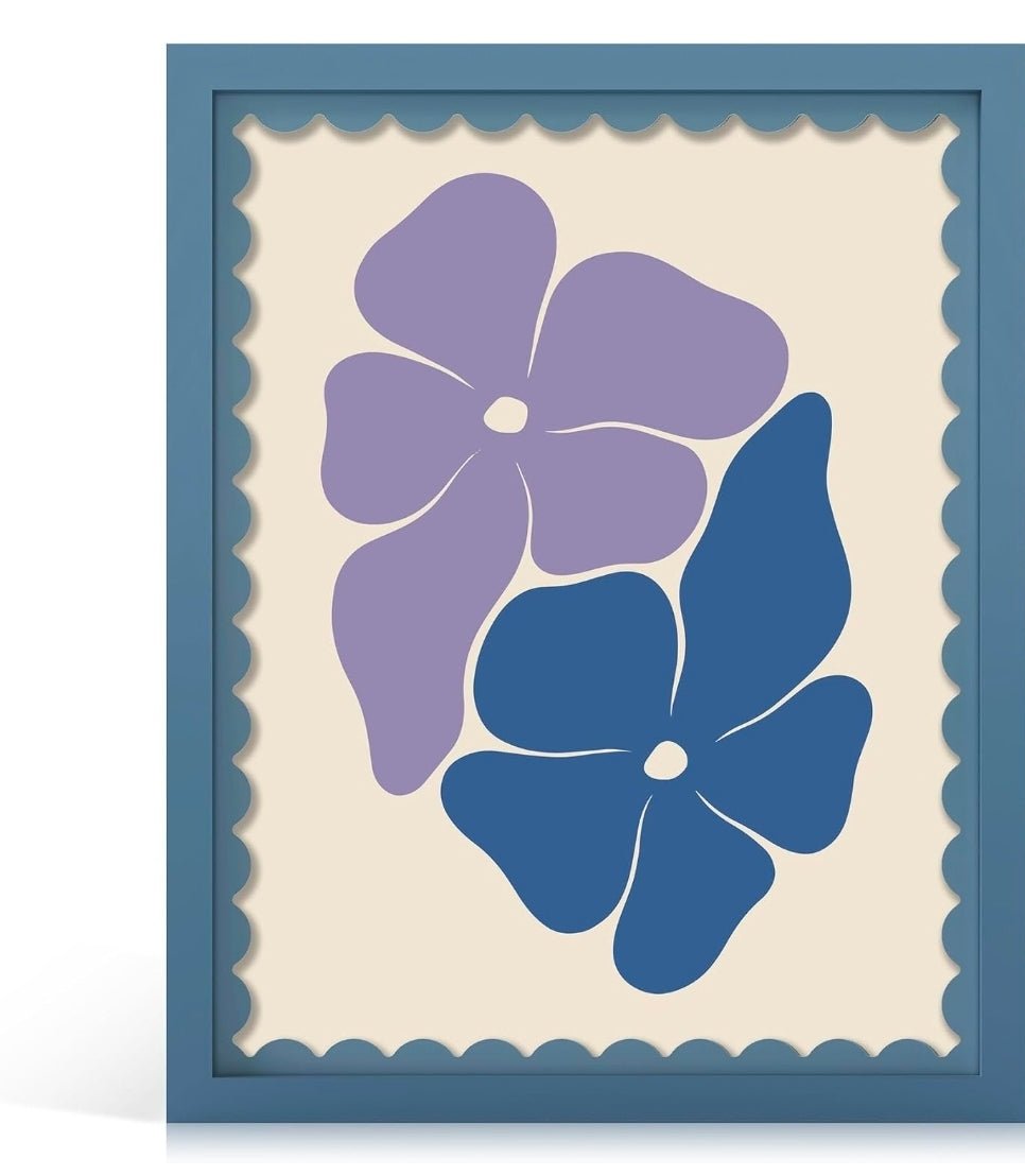 Blue 11x14 Wavy Mat Picture Frame with Real Glass & Wood, Perfect for Your Wall - Horizon Endless