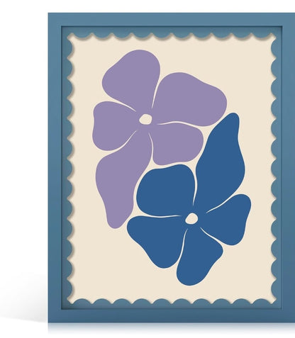 Blue 11x14 Wavy Mat Picture Frame with Real Glass & Wood, Perfect for Your Wall - Horizon Endless