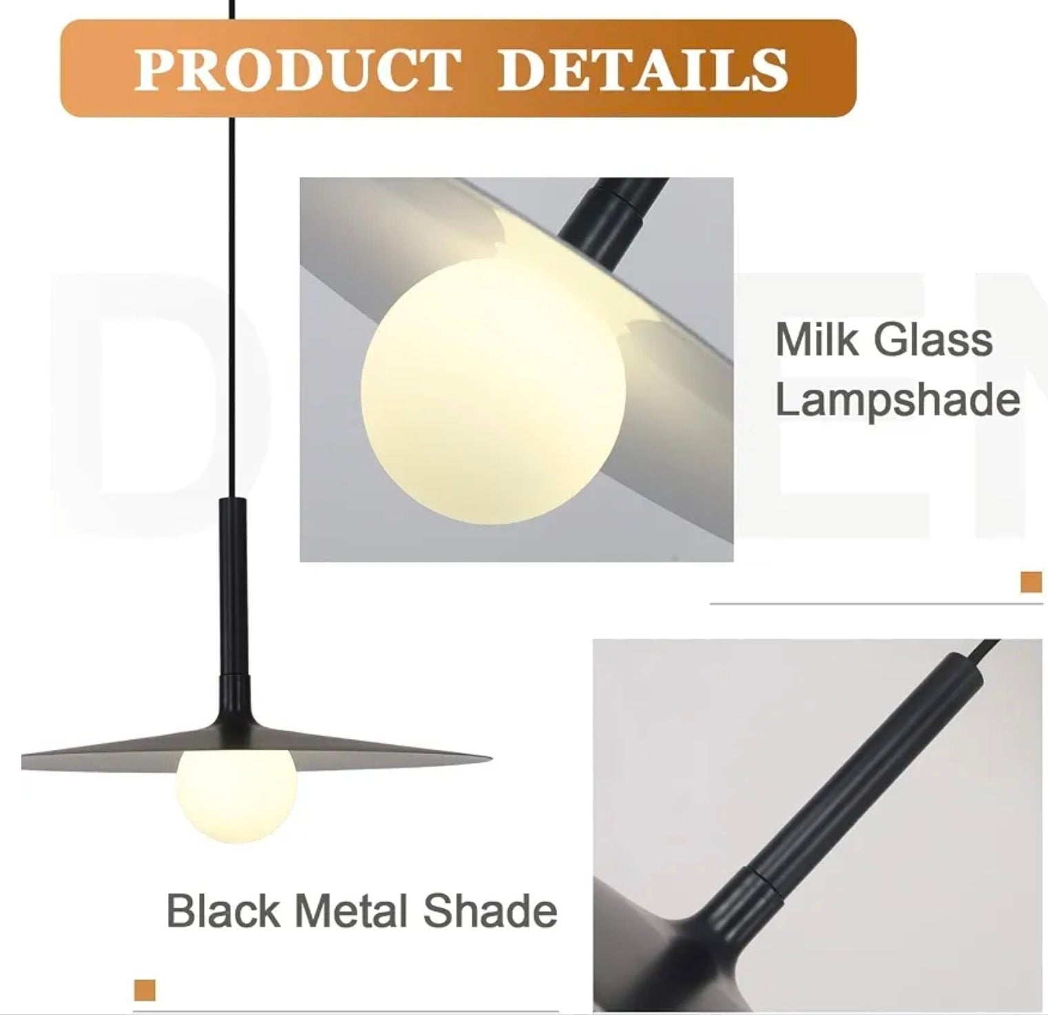 Vintage Black Dome Pendant Light with Adjustable Cord and Milk Glass Shade - Industrial Farmhouse - Horizon Endless