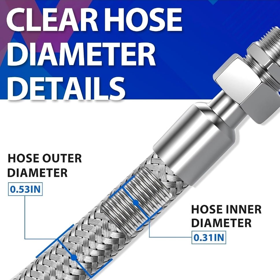 20in 1/4 NPT Air Compressor Hose - Durable Corrugated Stainless Steel Jumper Hose - Horizon Endless
