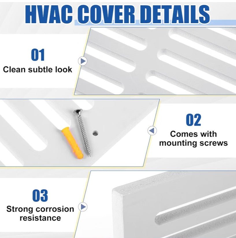 14 x 6 Return Air Vent Cover PVC White | Heavy Duty Rustproof HVAC Grille, 16 x 8 Overall Size, 0.7" Thick for Bathrooms, Laundry Rooms & Coastal Homes - Horizon Endless
