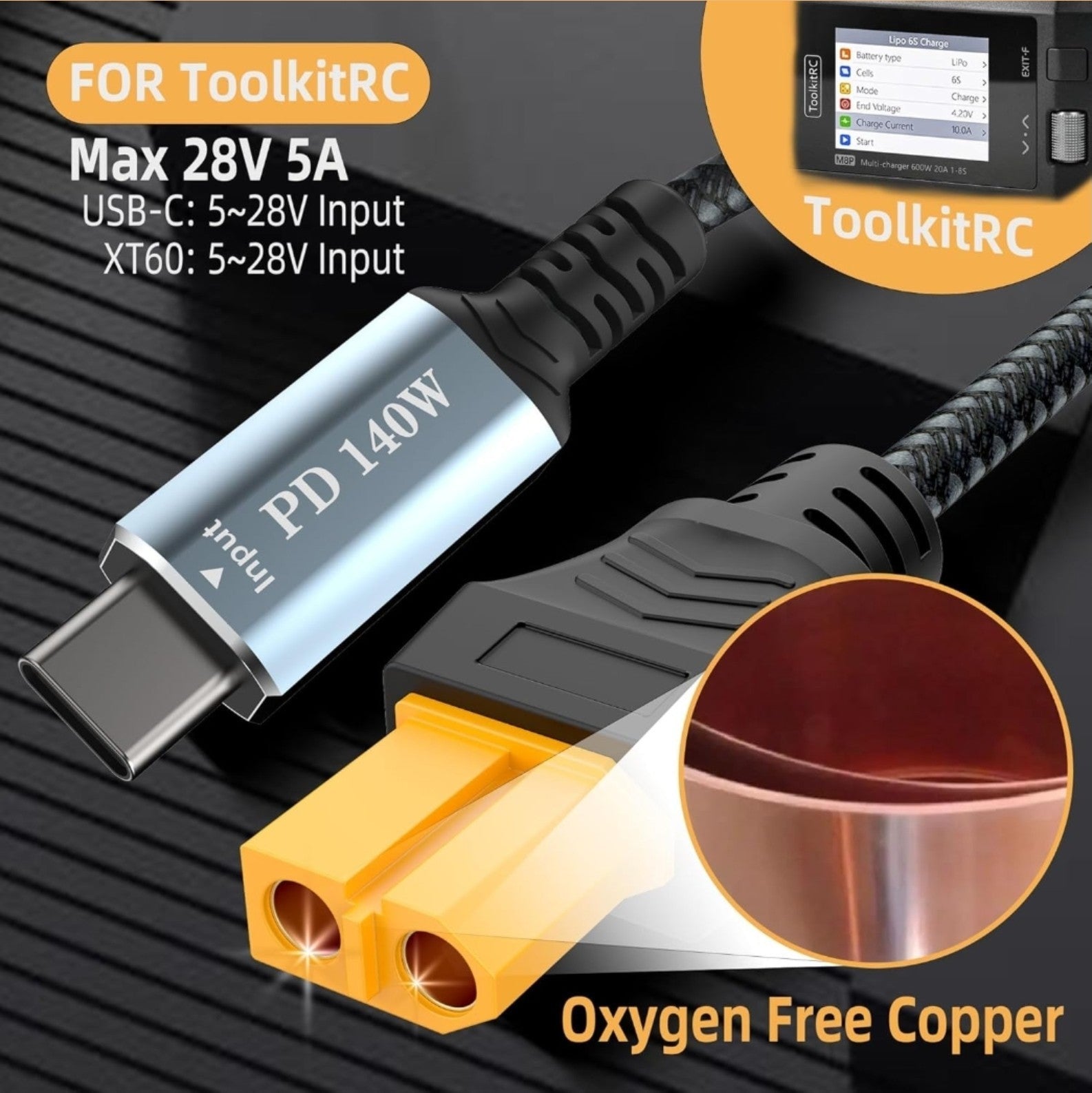 140W USB C to XT60 Fast Charging Cable XT60 Female to Type-C Male For M7 M6 M6D - Horizon Endless