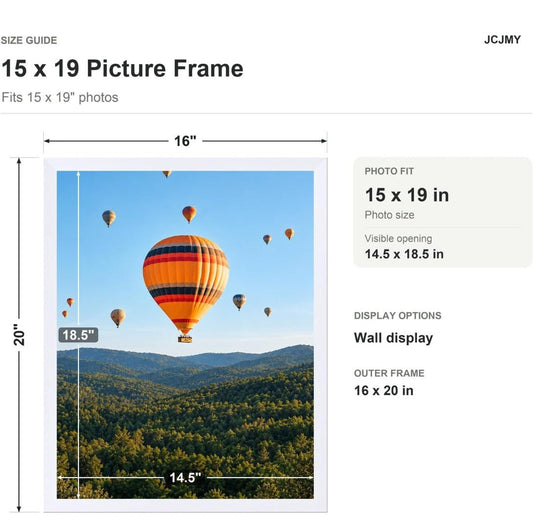 15x19 White Picture Frame – Wall Hanging Photo & Poster Frame - Horizon Endless