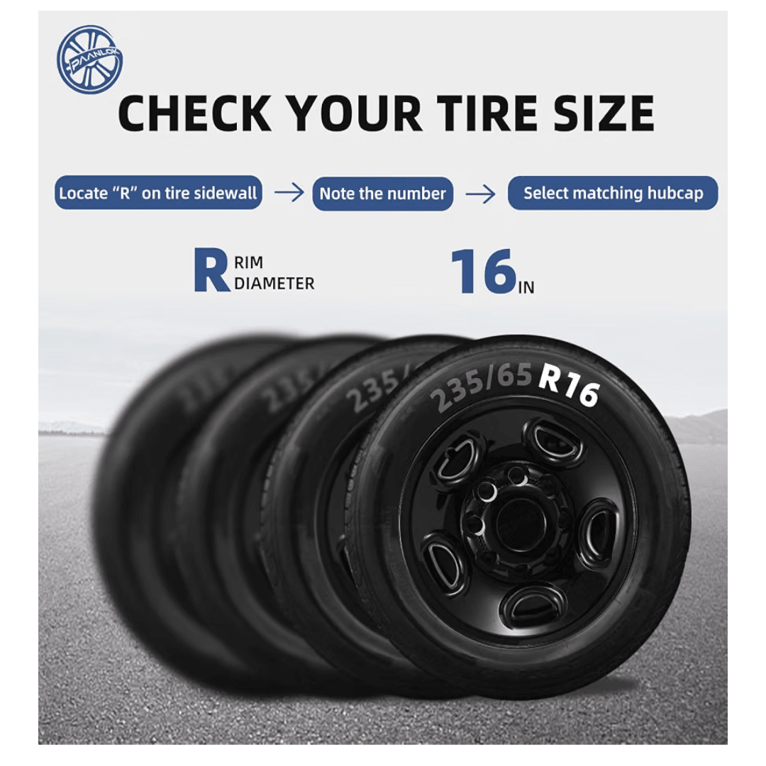16" Black Wheel Skins 4-Pack for Chevy Express & GMC Savana 2500/3500 (2003-2026) | 8-Lug Steel Wheels - Horizon Endless