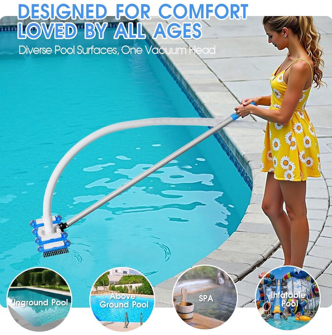 16" Pool Vacuum Head with Wheels for Vinyl Liners & Swivel Connector - Horizon Endless