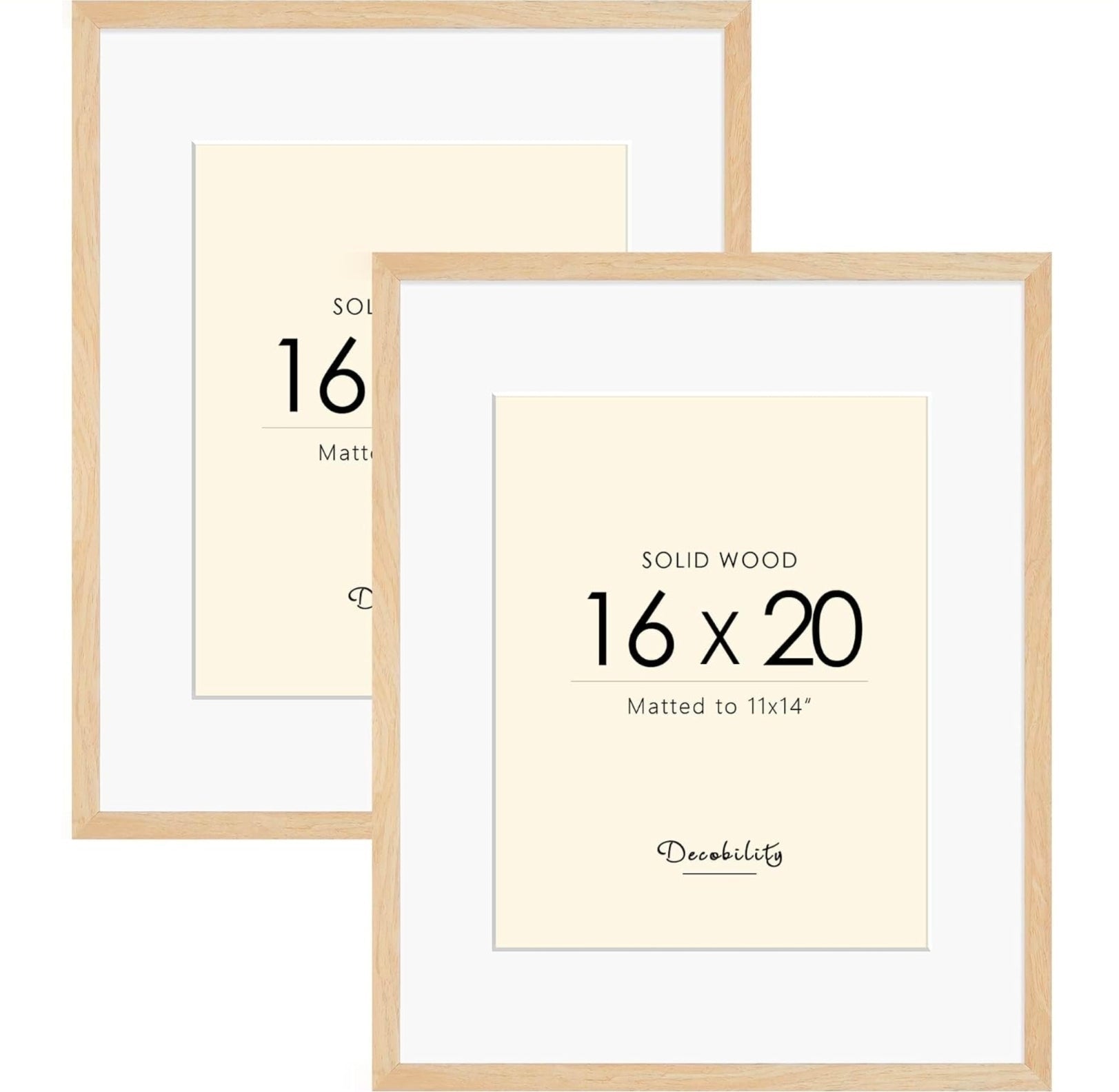 Premium 16x20 Solid Wood Picture Frame Set, Natural Wood Poster Frame, Oak Wood Grain, Display 11x14 - Horizon Endless