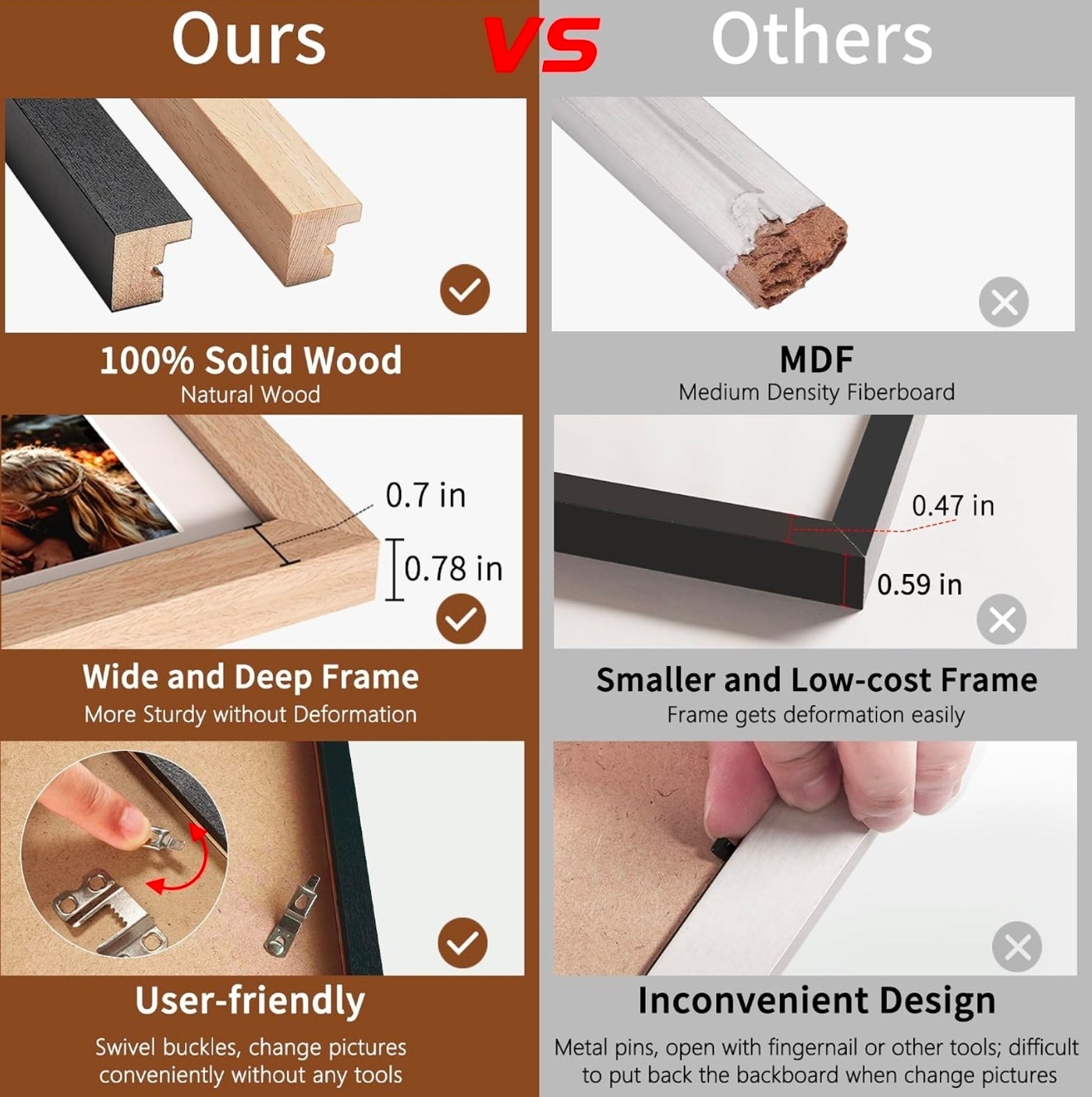 Premium 16x20 Solid Wood Picture Frame Set, Natural Wood Poster Frame, Oak Wood Grain, Display 11x14 - Horizon Endless