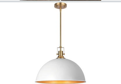 18" White and Gold Large Pendant Light Kitchen Island, Farmhouse Modern Dome Pen - Horizon Endless